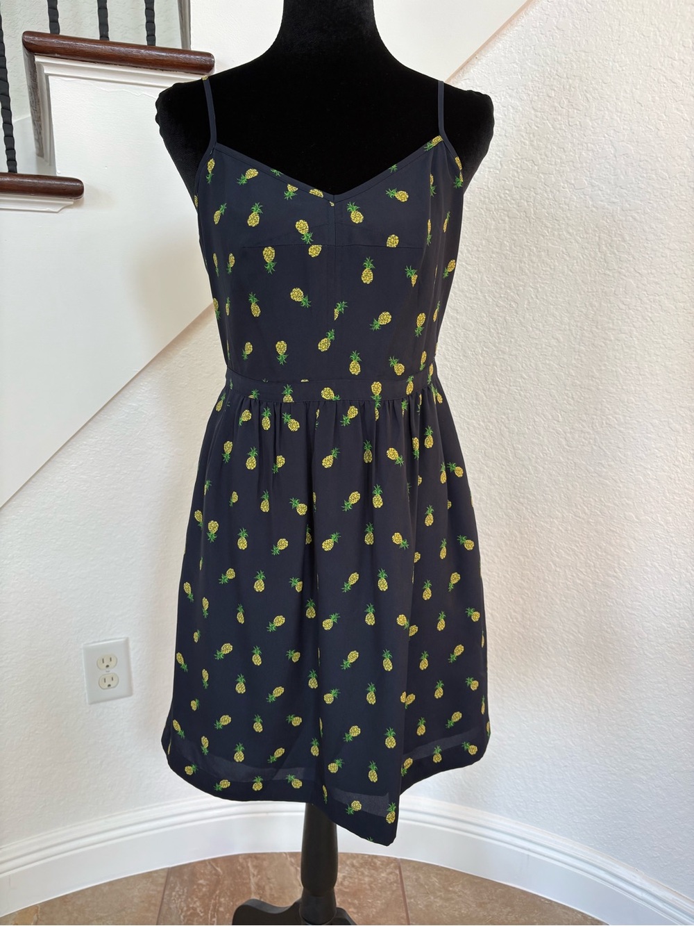J. Crew Navy Dress with Green Accent
